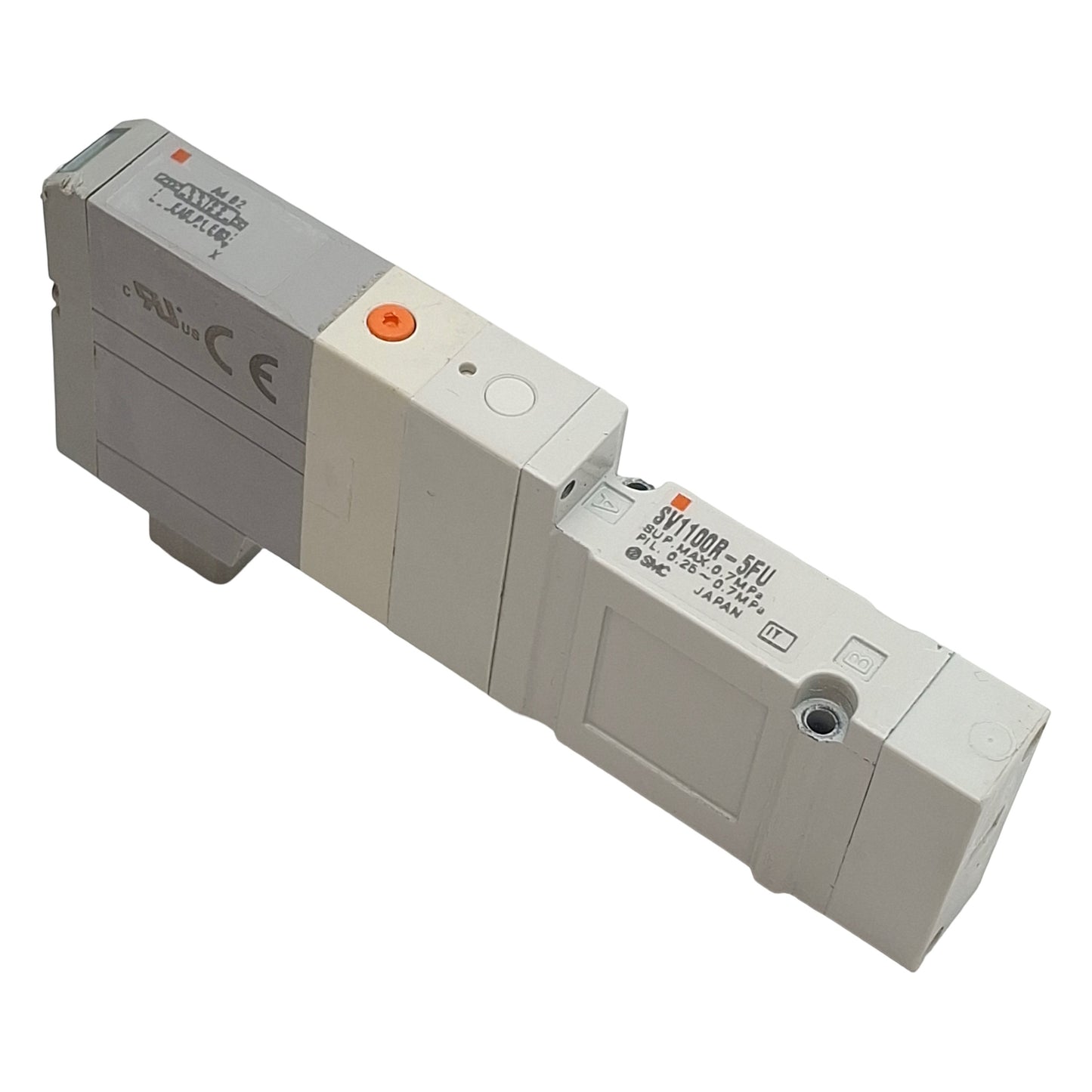 Used SMC SV1100R-5FU Plug-In Solenoid Valve, 5-Port 2-Position, 0.7MPa, 24VDC Coil