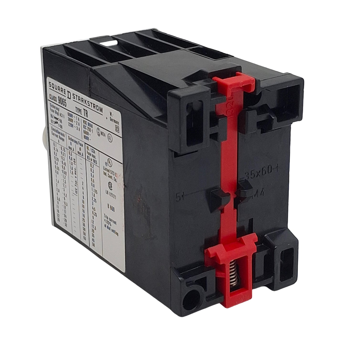 Used Square D 9065 TR1 Overload Relay, 3-Pole NO/NC, 1-1.5A Range, 600VAC/300VDC