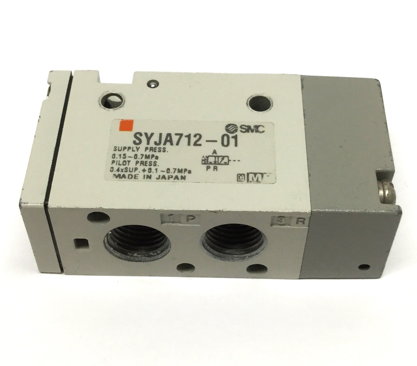 Used SMC SYJA712-01 Air Pilot Operated Solenoid Valve 3-Port Normally Closed Rc 1/8"