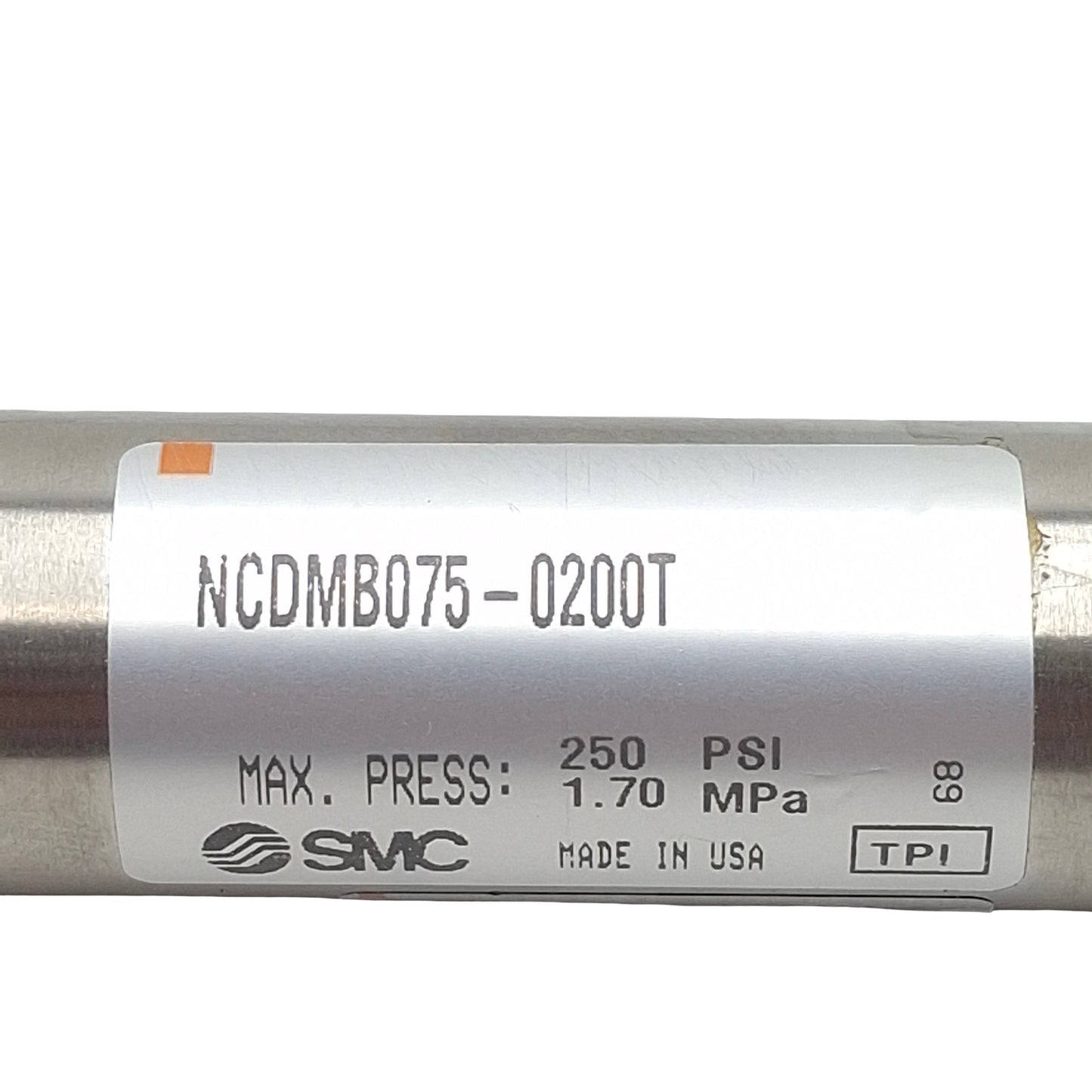 Used SMC NCDMB075-0200T Pneumatic Cylinder ø3/4in Bore, 2in Stroke, 1/8in NPT, 250psi