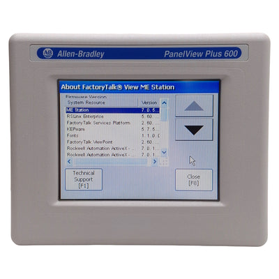 Used Allen Bradley 2711PC-T6C20D8 PanelView Plus 600 Touchscreen HMI, RS-232, 24VDC