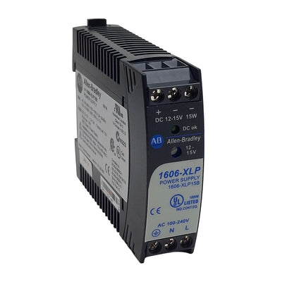 Used Allen Bradley 1606-XLP15B Power Supply, 240VAC/300VDC In, 1.3-1A 12-15VDC Out