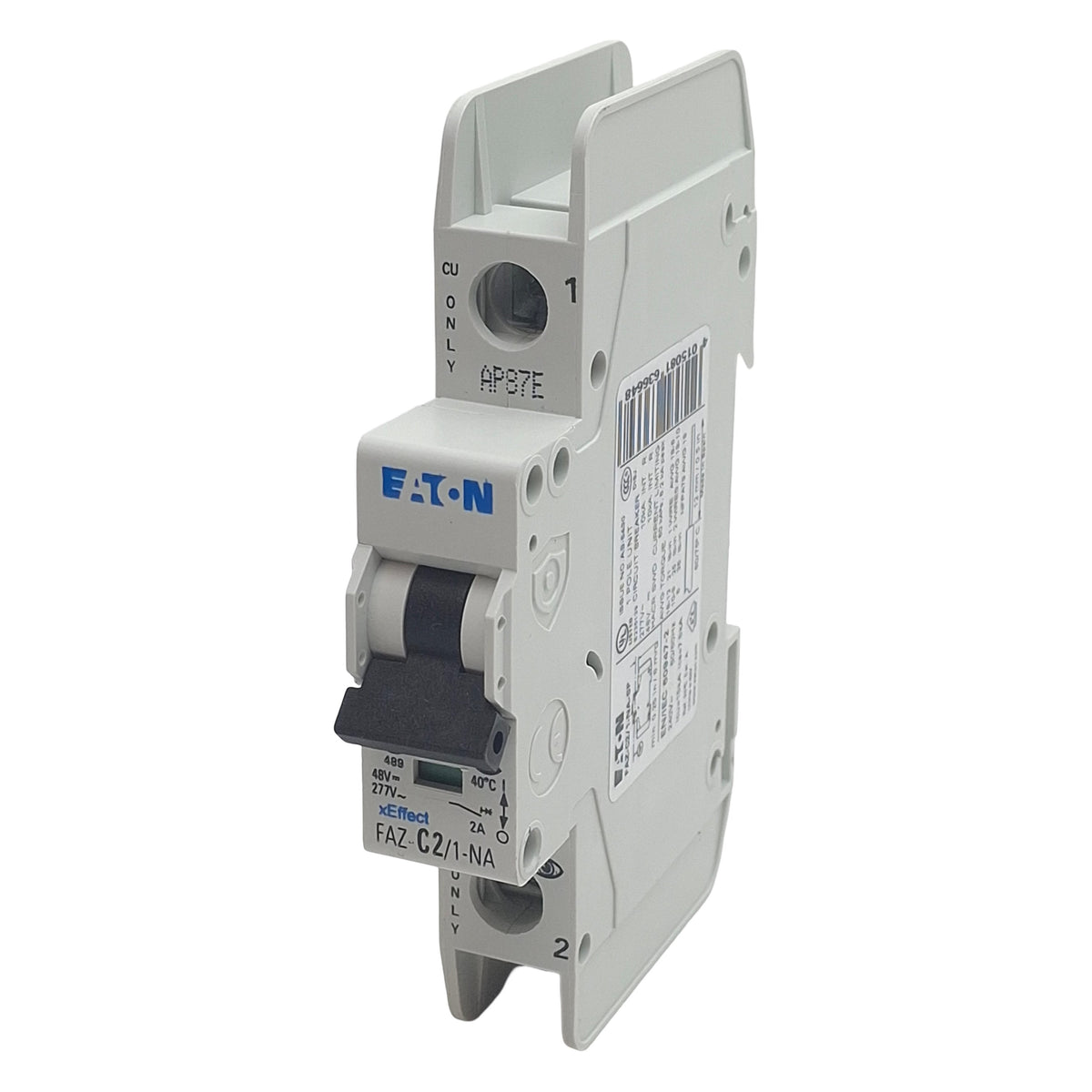 Used Lot of 2 Eaton FAZ-C2/1-NA-SP Miniature Circuit Breaker 1-Pole, 2A 277VAC/48VDC