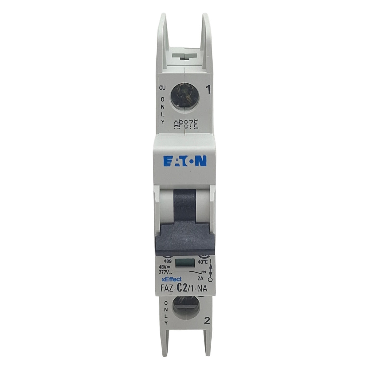 Used Lot of 2 Eaton FAZ-C2/1-NA-SP Miniature Circuit Breaker 1-Pole, 2A 277VAC/48VDC