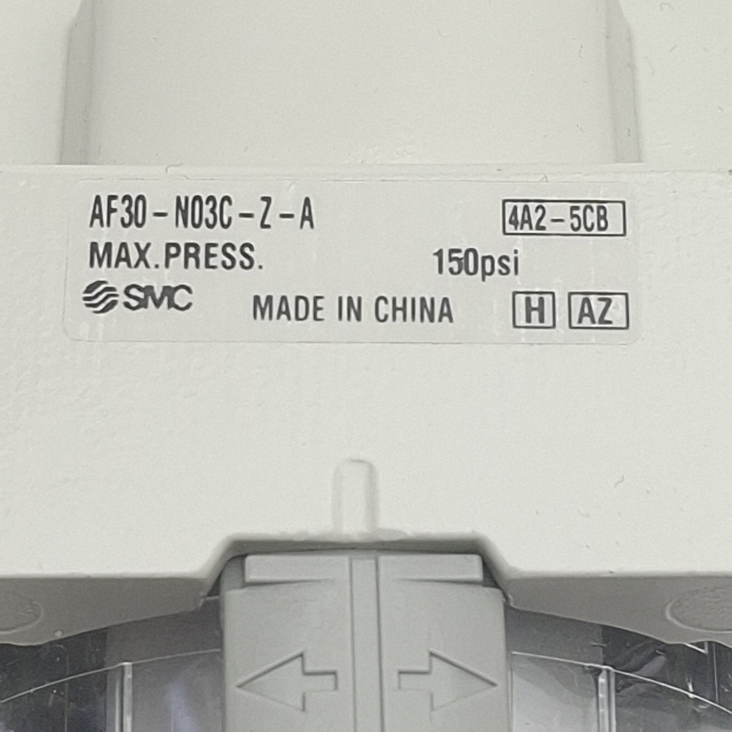 Used SMC AF30-N03C-Z-A Pneumatic Filter, N.C. Auto Drain, 3/8in NPT, 150psi Max, 5µm