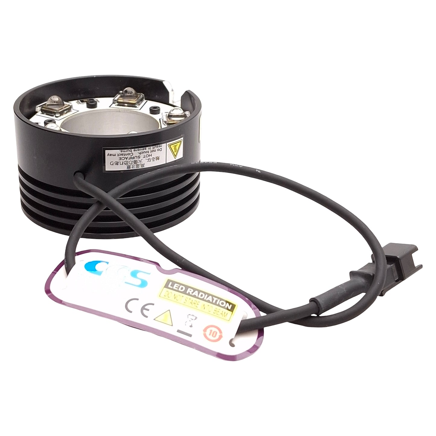 Used CCS LDR2-60UV2-365-N UV Ring Light, 365nm, ø60mm OD, ø34mm ID, 24VDC *Cut Slot*