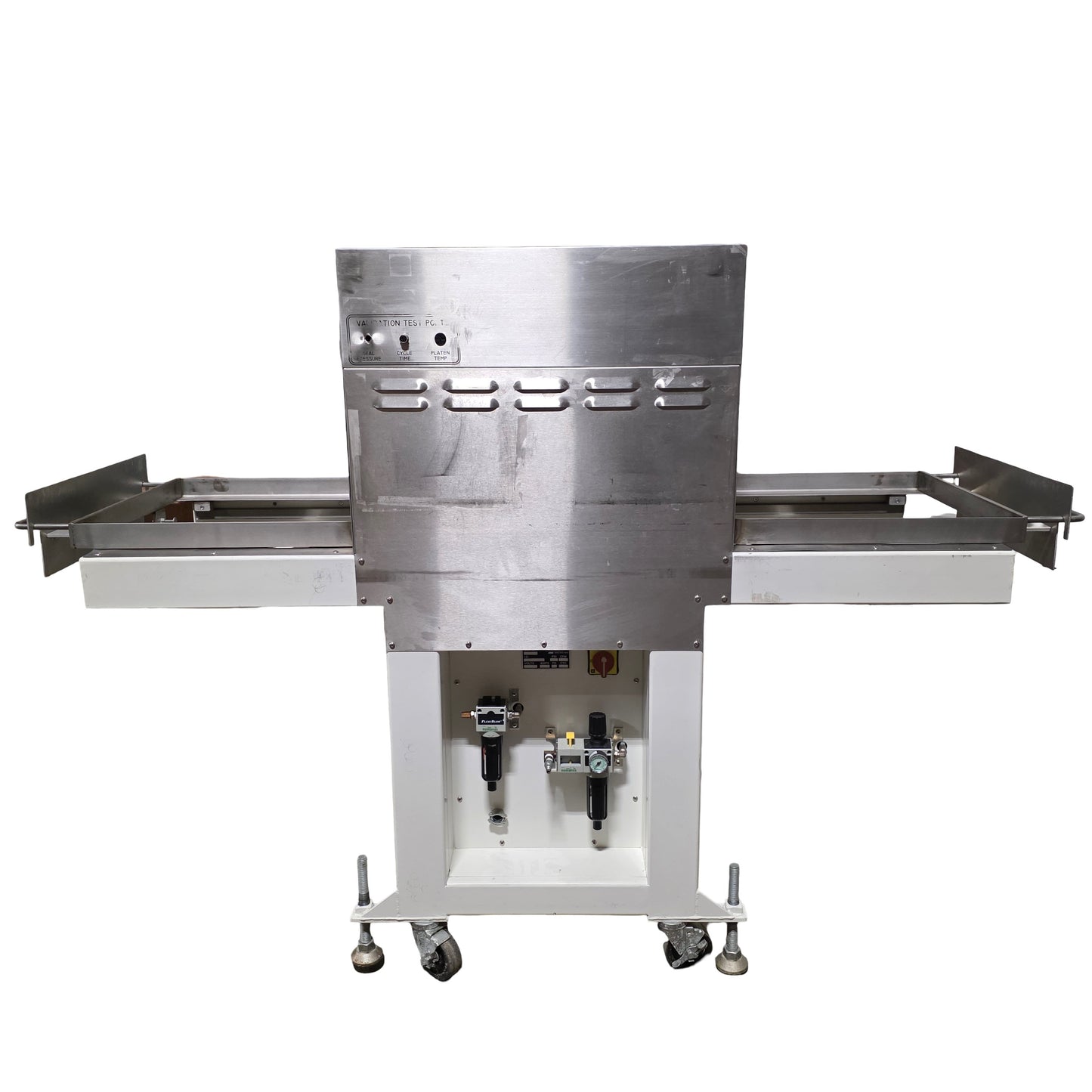 Used Belco BM 2020 PLC Medical Tray Sealer 20" x 20" x 7" Platen 240VAC 1-Ph 25A