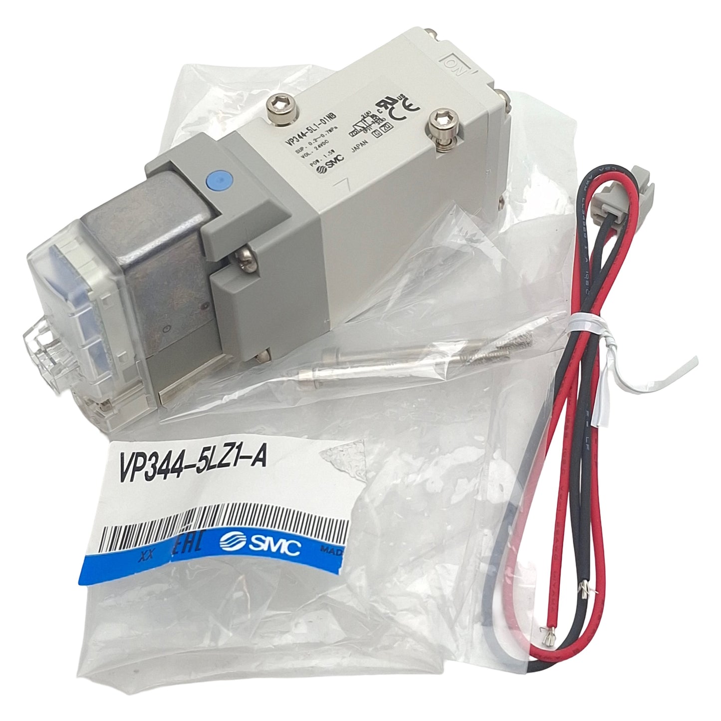 New SMC VP344-5LZ1-A Solenoid Valve, 3-Way, Normally Closed, 0.2-0.7MPa, 24VDC Coil