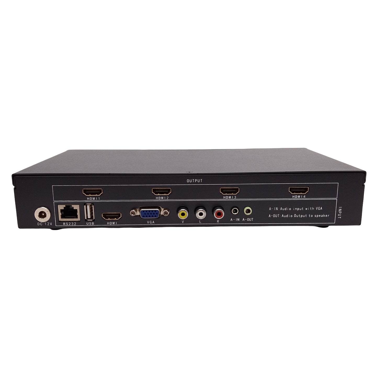 Used LINK-MI LM-TV04 2x2 Video Wall Controller HDMI/VGA/RCA Input, HDMI Output, 12VDC