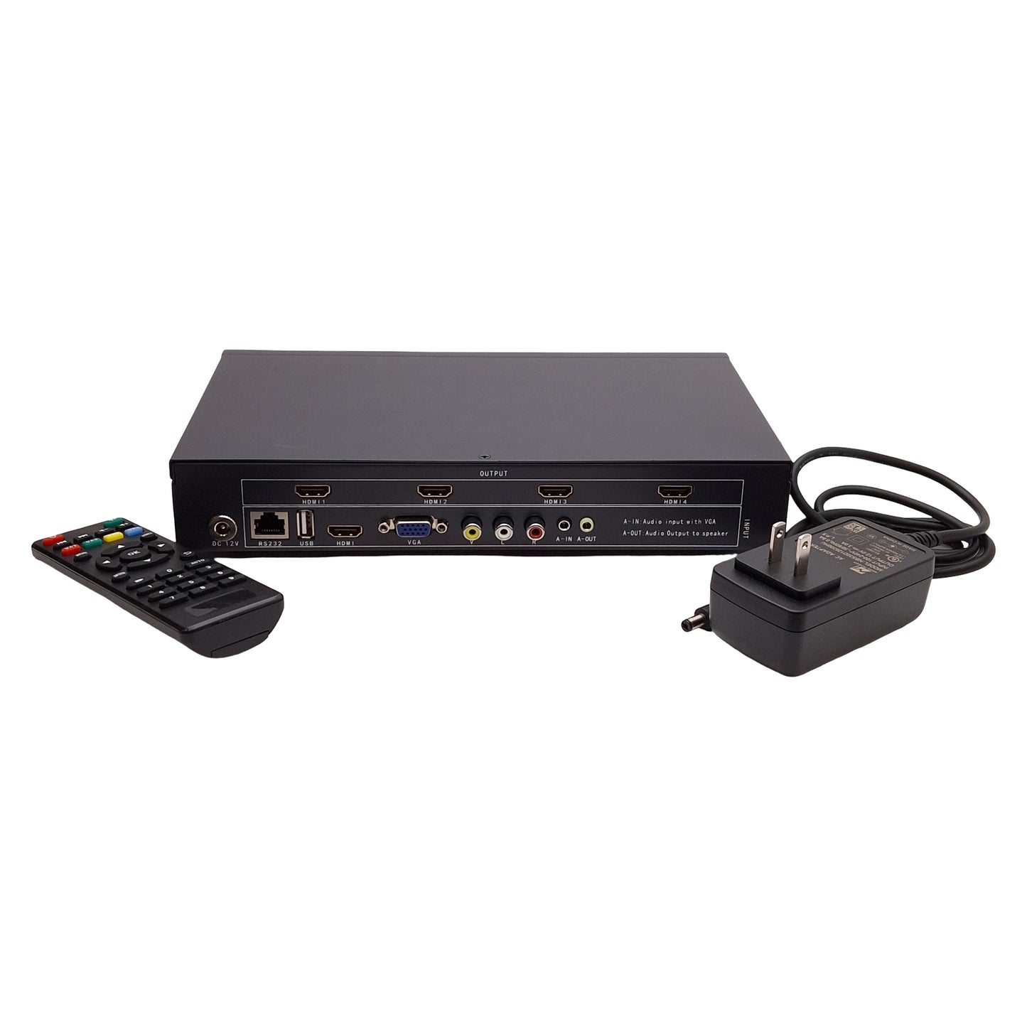 Used LINK-MI LM-TV04 2x2 Video Wall Controller HDMI/VGA/RCA Input, HDMI Output, 12VDC