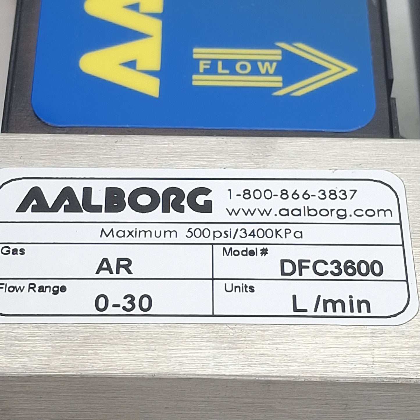 New Aalborg DFC36S-VAN5-C5 DFC3600 Mass Flow Controller, 0-30L/min, 500psi, 15VDC