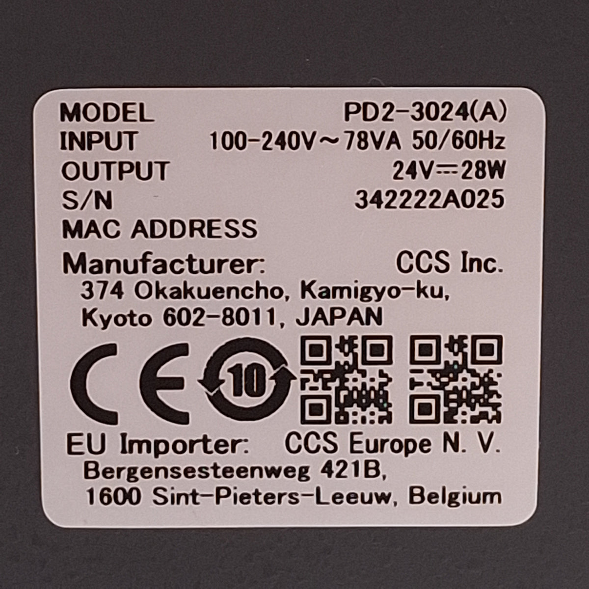 Used CCS PD2-3024(A) Machine Vision Light Controller, 1-Ch, 100-240VAC In, 24VDC Out