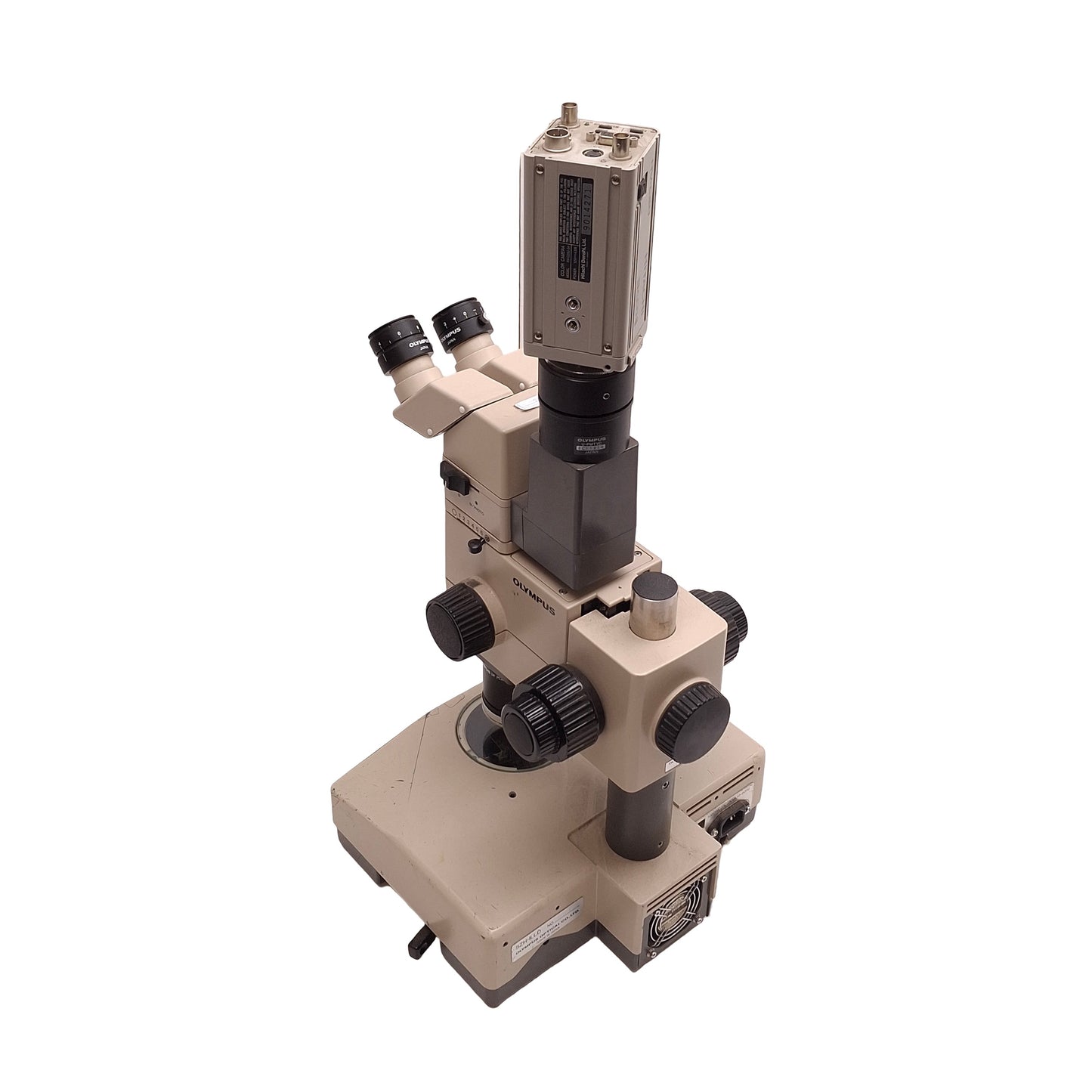 Used Olympus SZH10 Stereo Microscope With Base & Camera, 0.7x to 7x Mag, 120-240VAC