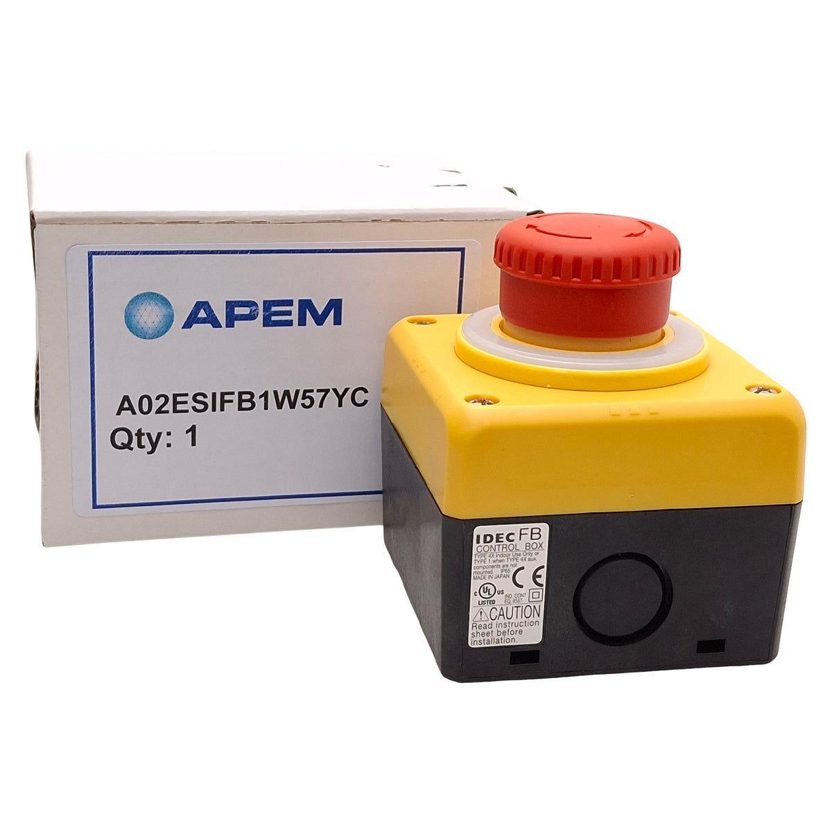 New Idec FB1W-YW1B-V4E02R-Y0 E-Stop Control Station, Pull/Turn Reset, 2NC 10A 600VAC