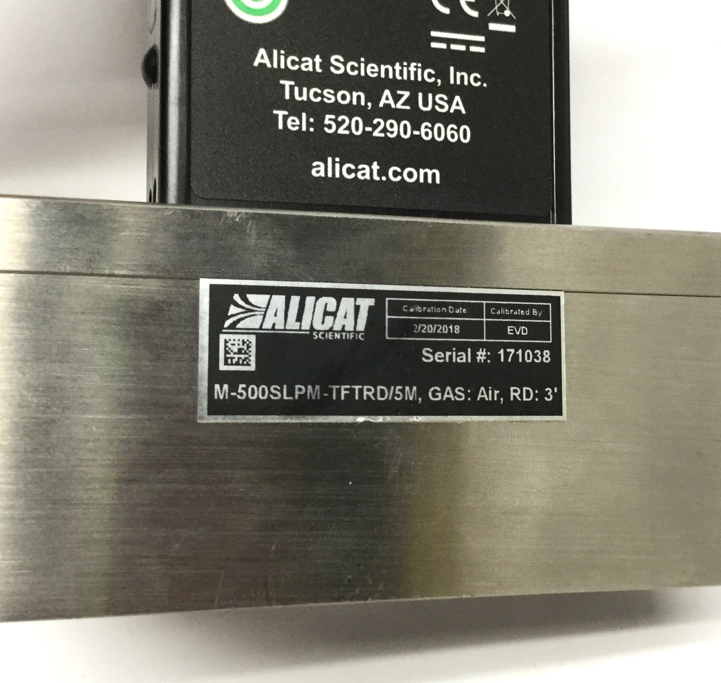 Used Alicat M-500SLPM-TFTRD/5M Digital Mass Flow Meter, RS232 w/Remote Color LCD