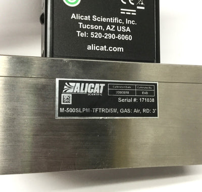 Used Alicat M-500SLPM-TFTRD/5M Digital Mass Flow Meter, RS232 w/Remote Color LCD