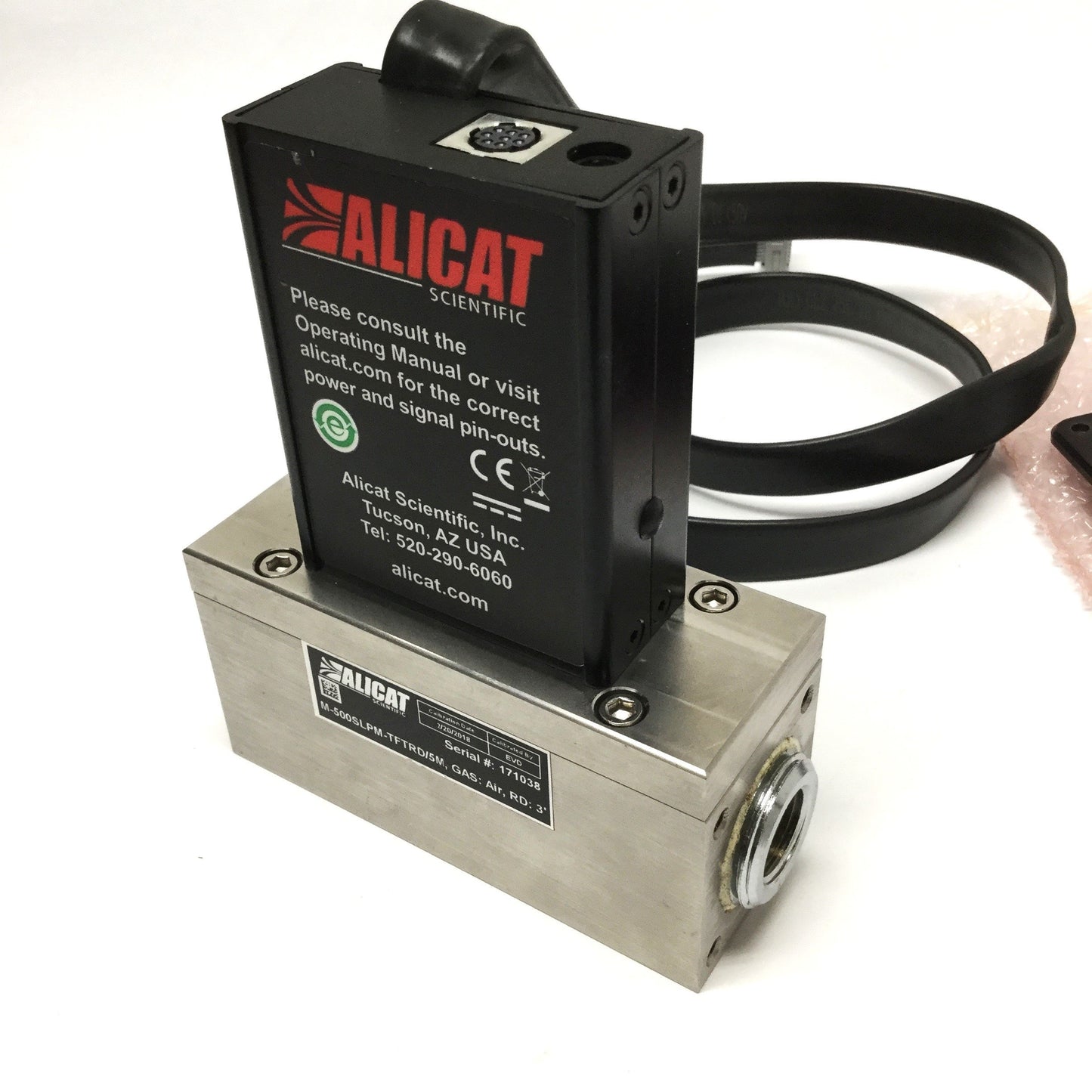 Used Alicat M-500SLPM-TFTRD/5M Digital Mass Flow Meter, RS232 w/Remote Color LCD