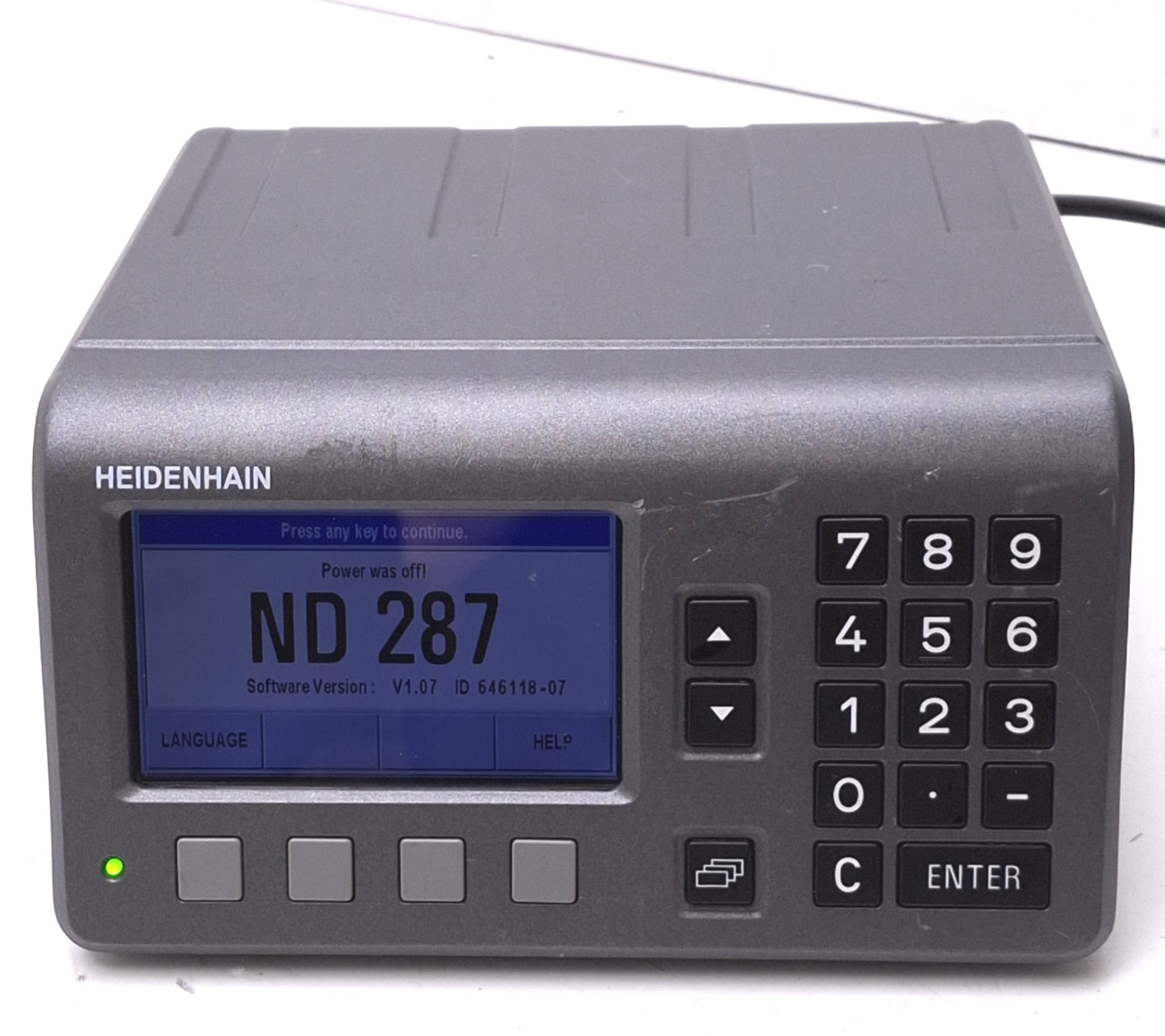 Used Heidenhain 636287-01 ND 287 Digital Readout, 1-Axis, RS232 USB-B, 100-240VAC