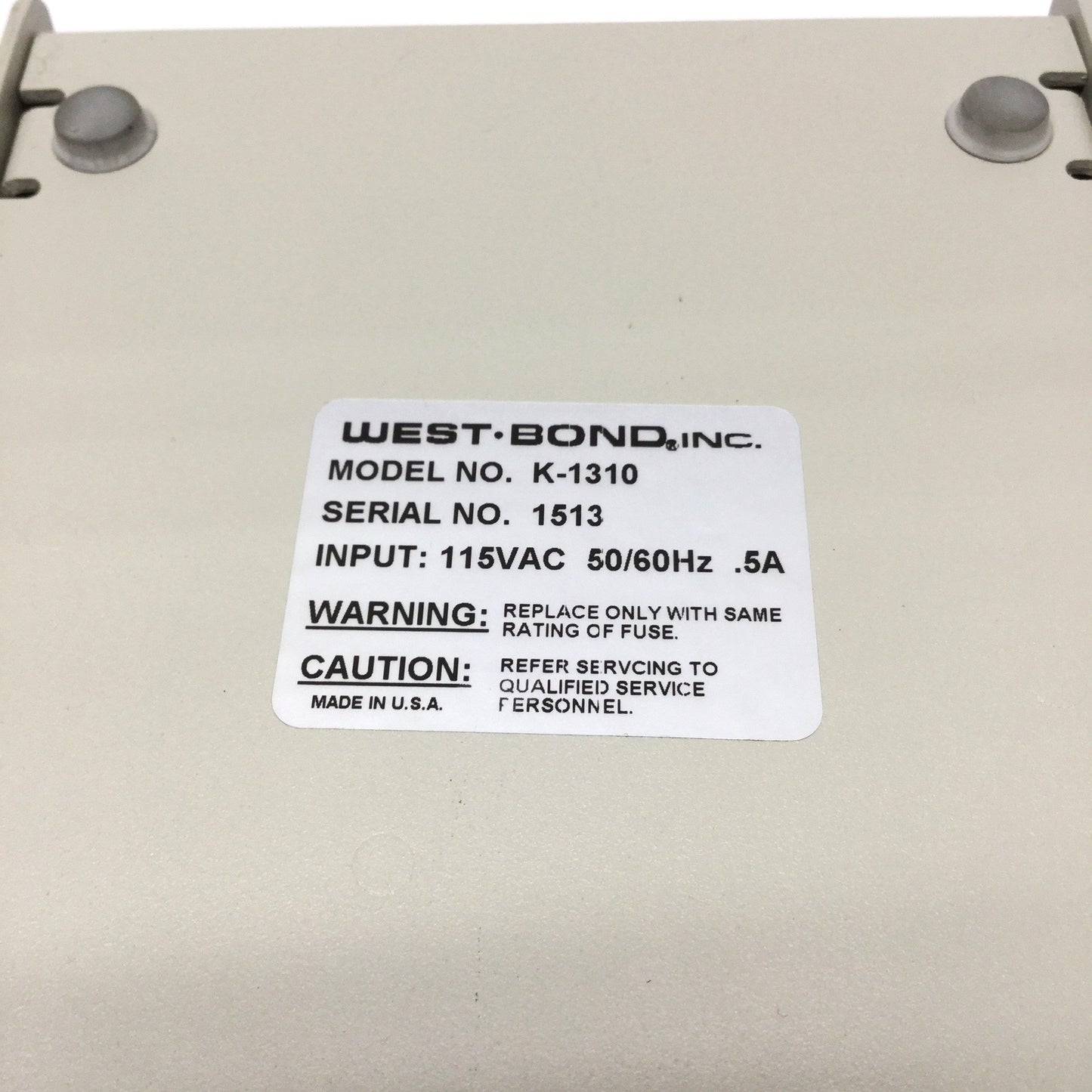 Used West Bond K-1310 Bonder Forming Gas Flow Control, Footswitch Operated, 115VAC