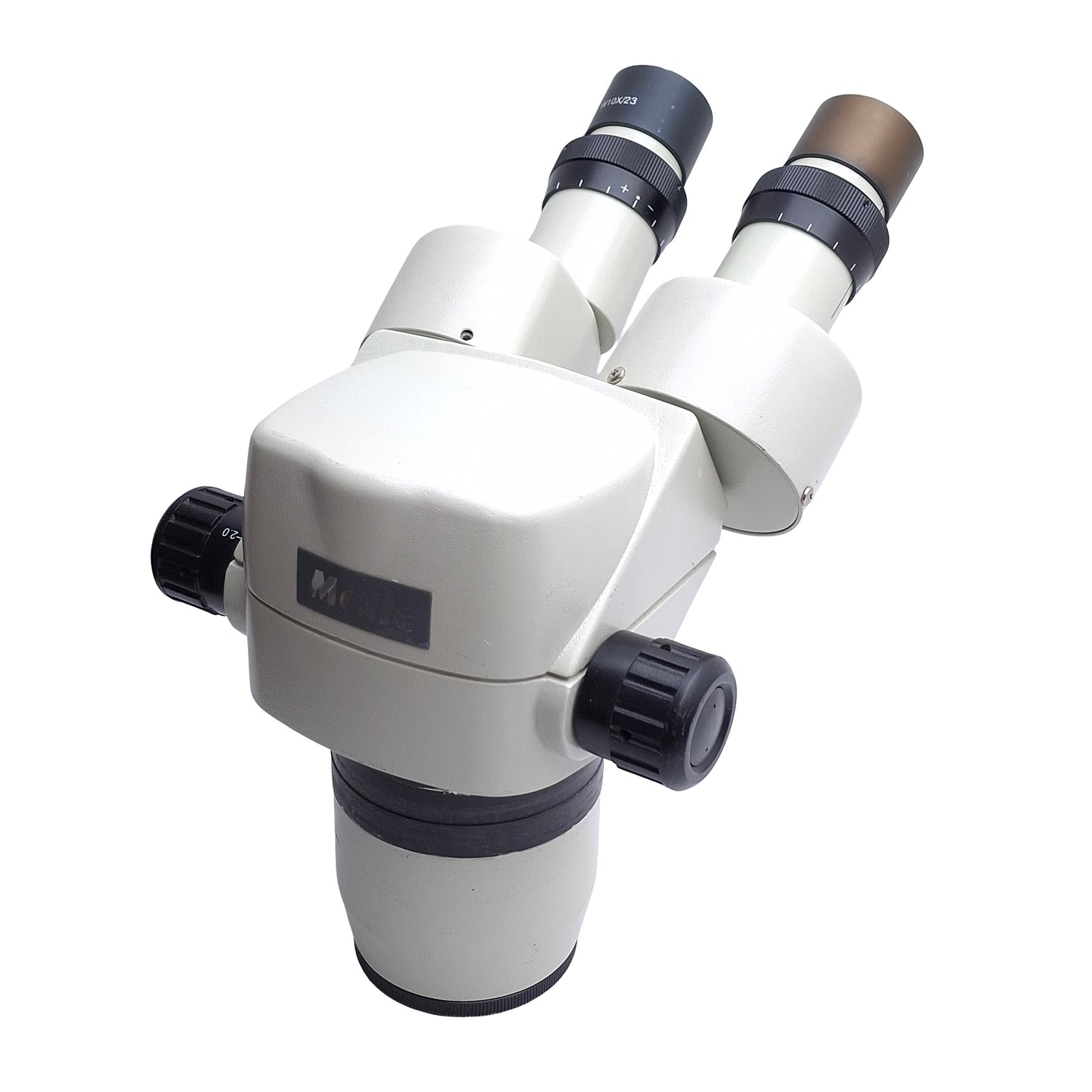 Used Motic SMZ-168 Stereo Microscope Head 0.75-5X Zoom, W10X/23 Eyepieces, Ø76mm