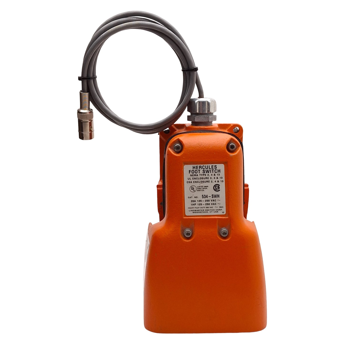 Used Linemaster 534-SWH Hercules Momentary Foot Switch, SPDT, 1HP, 20A 125-250VAC