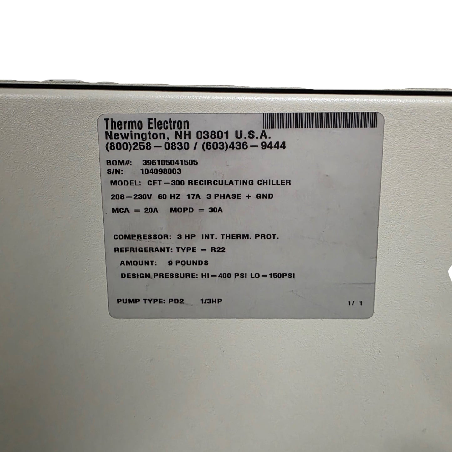 Used Thermo Neslab CFT-300 Refrigerated Recirculating Chiller 5-35°C 5.6 Gal 208/230V