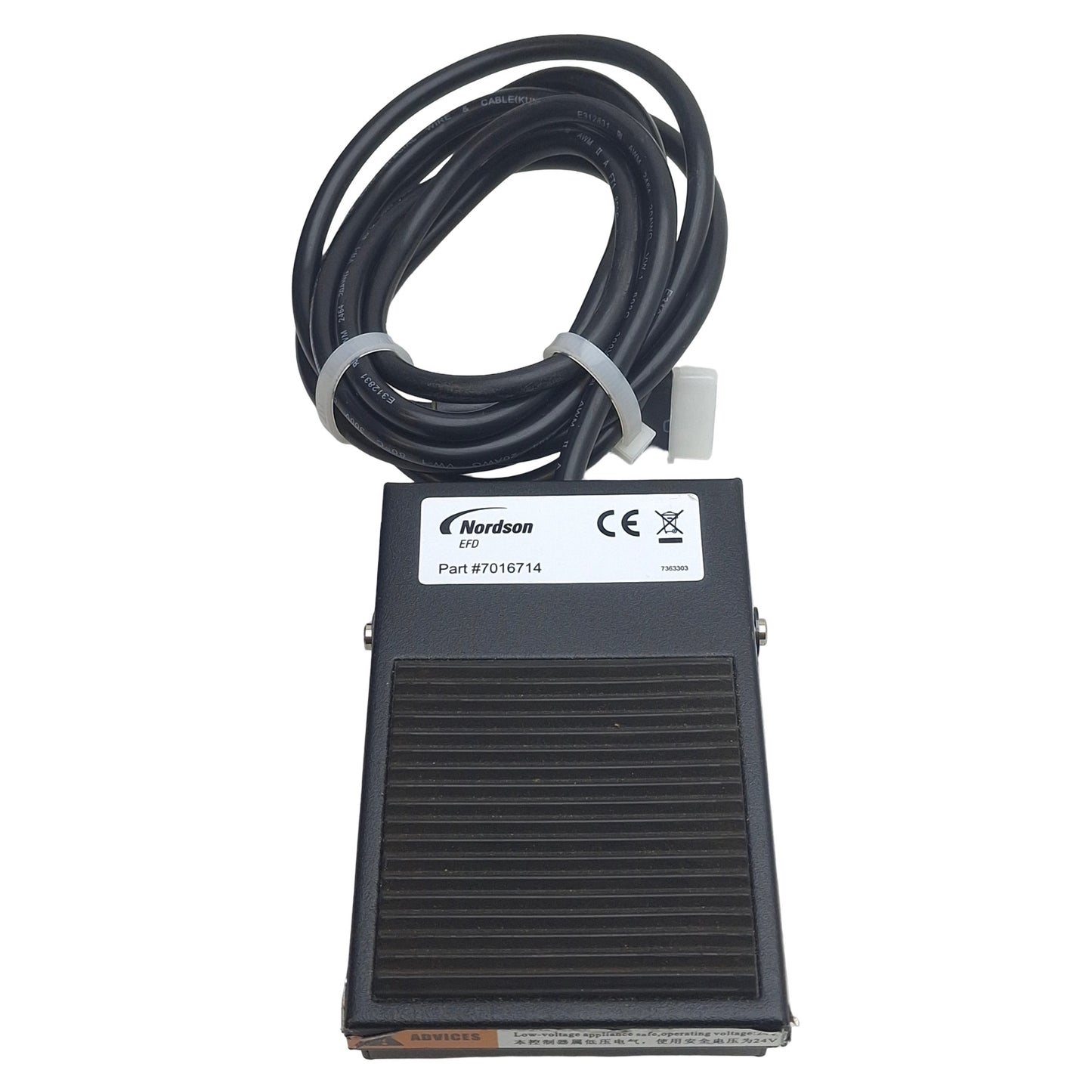 Used Nordson EFD 7016714 Foot Pedal Switch, For 7140 ValveMate Controller, 7ft Cable
