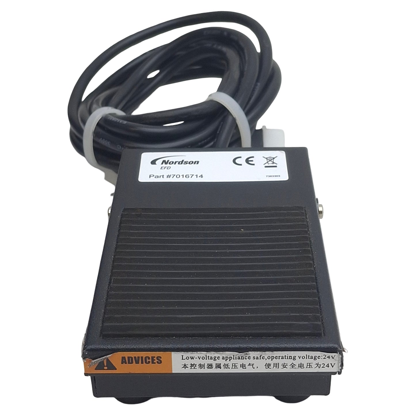 Used Nordson EFD 7016714 Foot Pedal Switch, For 7140 ValveMate Controller, 7ft Cable