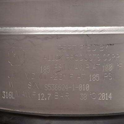 Used Alloy Products B501-4701-00-E-R General Purpose Pressure Vessel, 1gal, T-316L