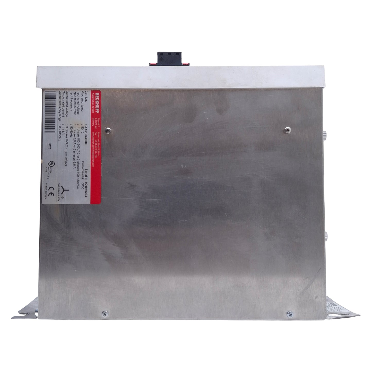Used Beckhoff AX5106-0000 Servo Drive 3-Phase 100-480VAC In, 0-480VAC 6A 0-1000Hz Out