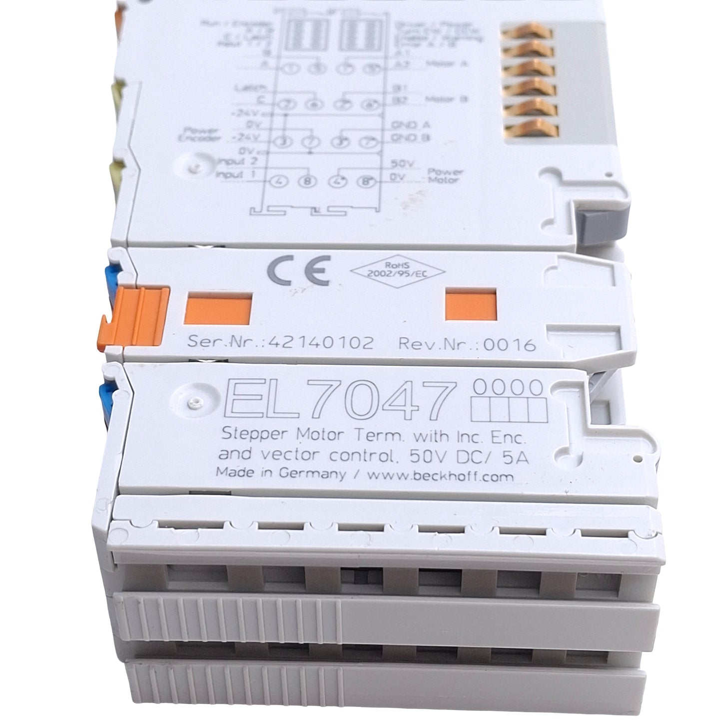 Used Beckhoff EL7047 EtherCAT Single Axis 1-Channel Stepper Motor Interface, 8-45V 5A
