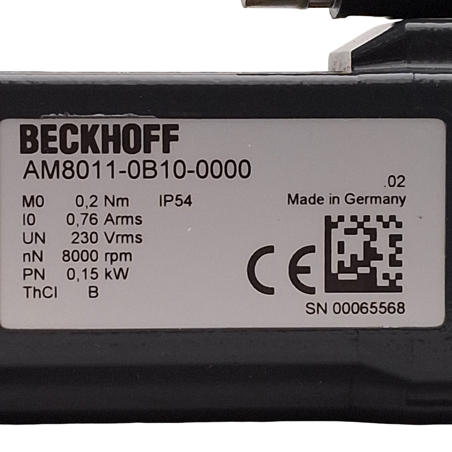 Used Beckhoff AM8011-0B10-0000 Servo Motor 0.15kW 230VAC, 8000rpm, 0.2Nm, 40mm Flange