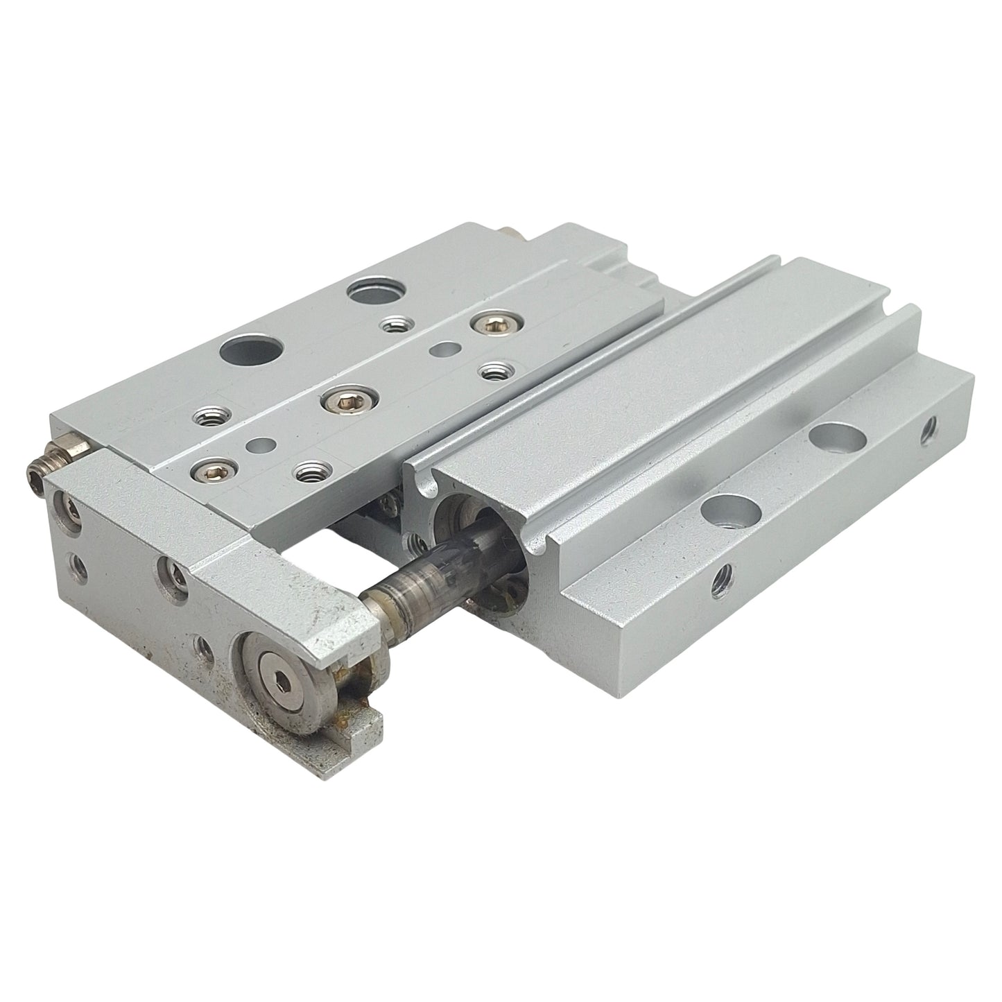 Used SMC MXF16-30 Pneumatic Slide Table, Bore: 16mm, Stroke: 30mm, 0.15-0.7MPa M5x0.8