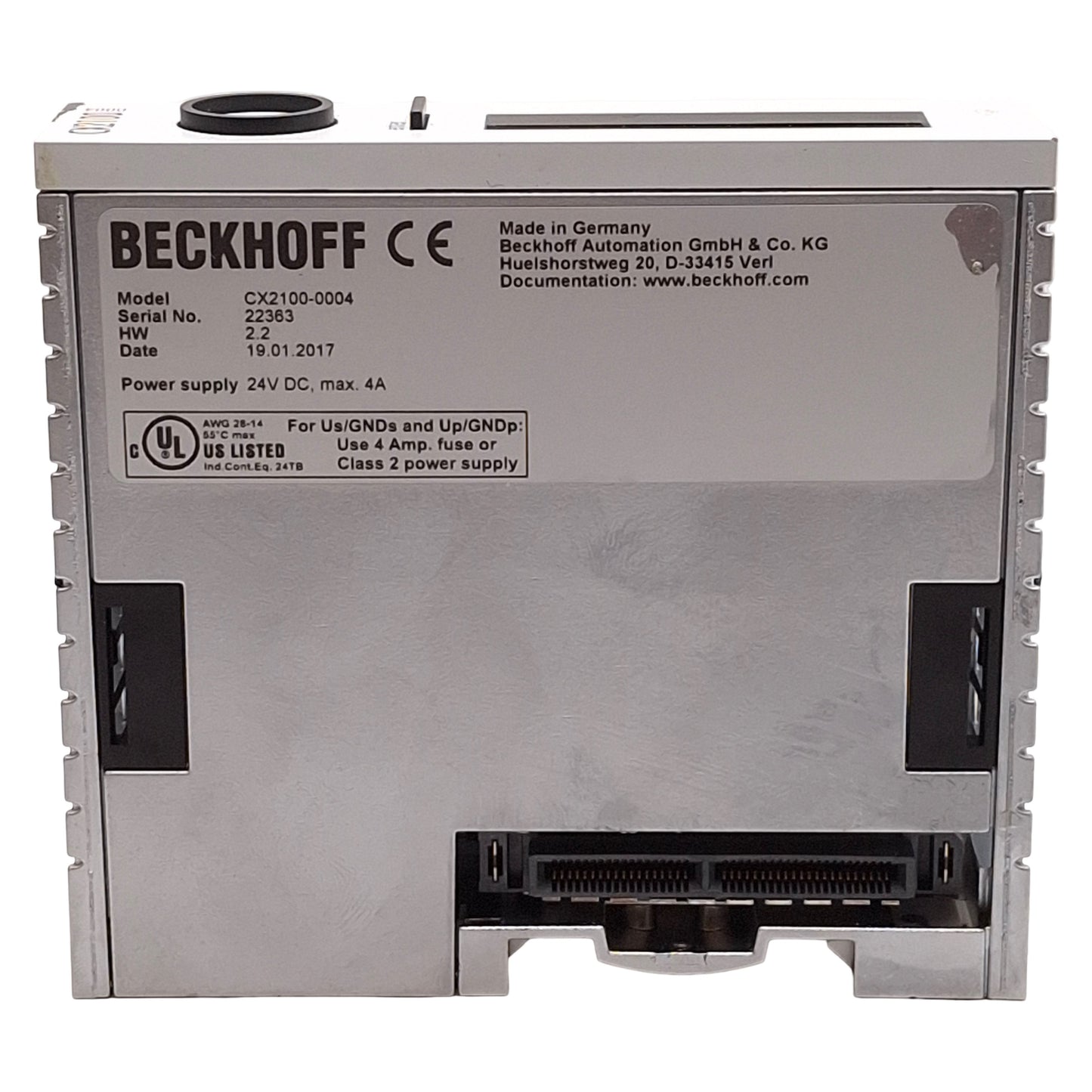 Used Beckhoff CX2100-0004 Power Supply Unit For CX2020 & CX2030, 45W 24VDC, DIN Rail