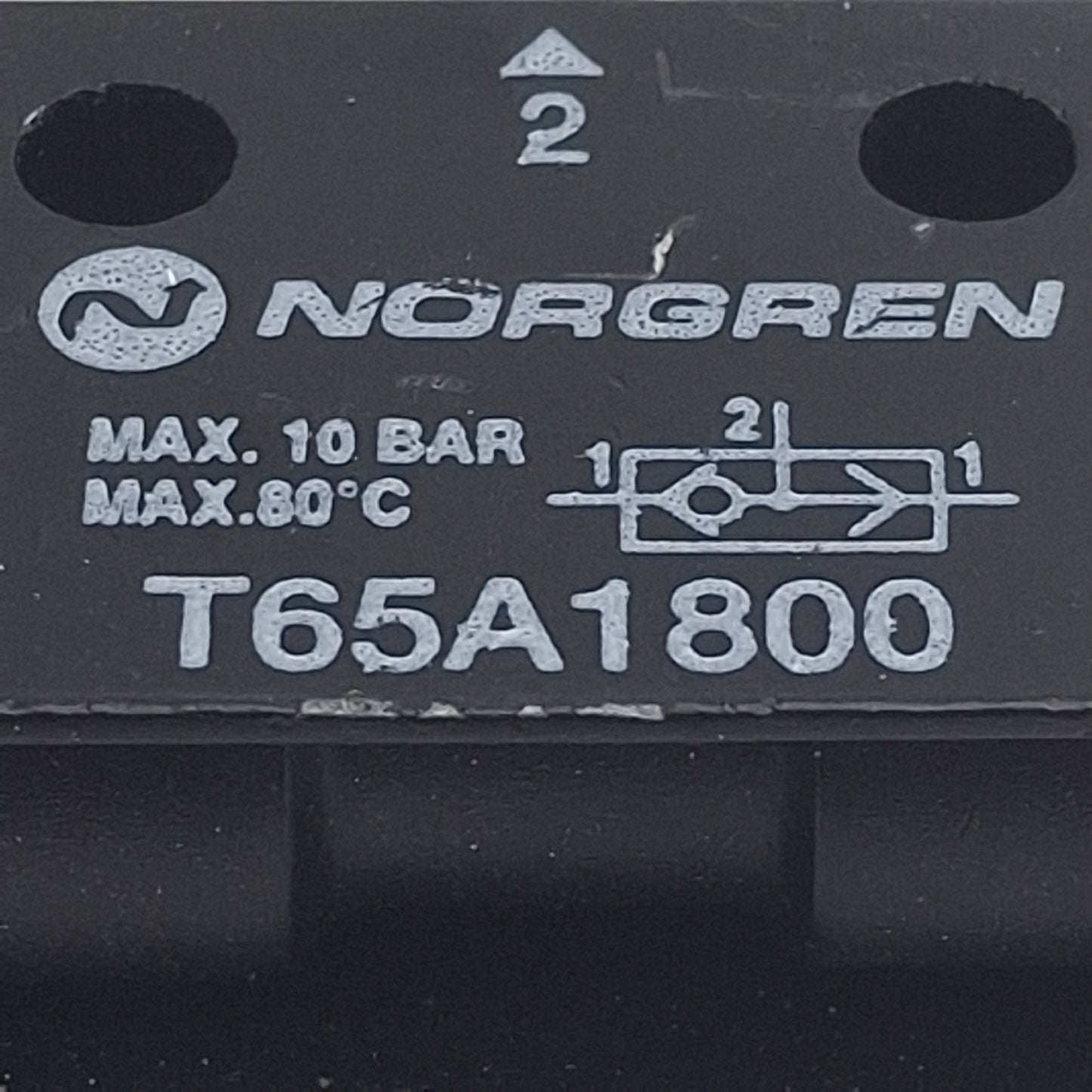 Used Norgren T65A1800 Shuttle Valve, 3-Port 1/8in NPT, 10-145psi, 0.42Cv