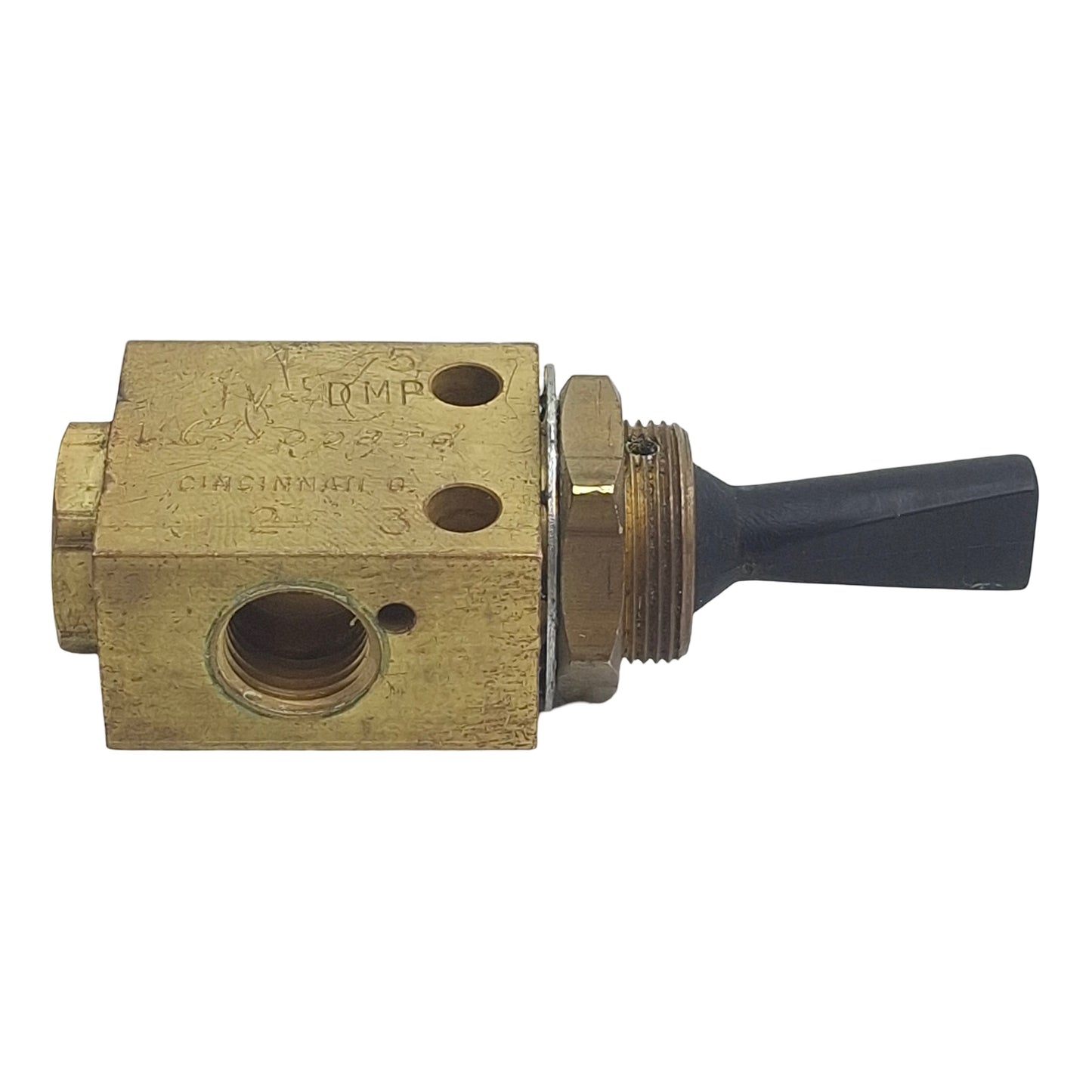 Used Clippard TV-4DMP Brass Toggle Valve, 4-Way 3-Port, 1/8in NPT, 150psi, 125l/min