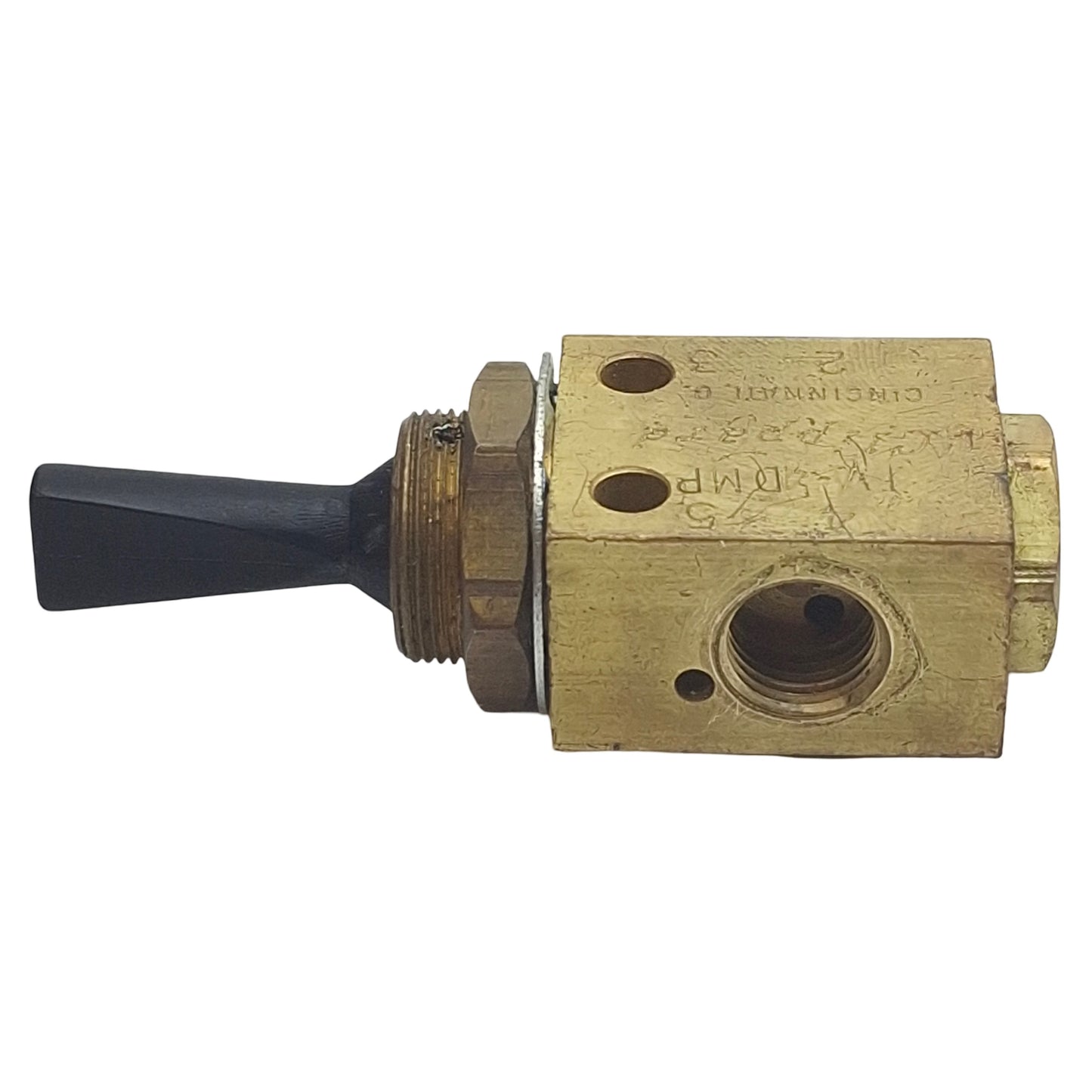 Used Clippard TV-4DMP Brass Toggle Valve, 4-Way 3-Port, 1/8in NPT, 150psi, 125l/min