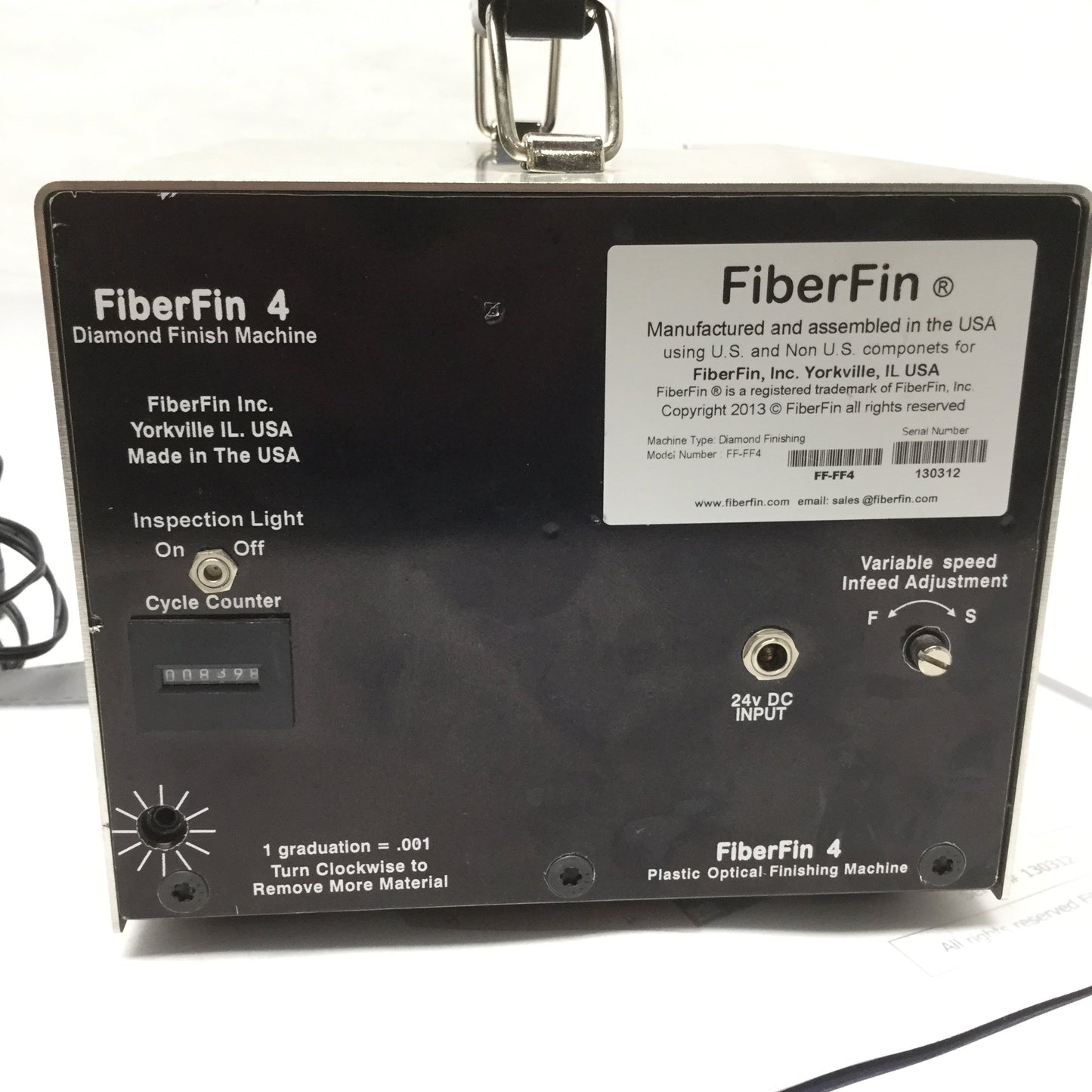 Used FiberFin FF-FF4 POF Optical Fiber Diamond Finishing Machine 4mm w/SMA Face Plate