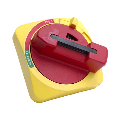 Used Allen Bradley 194R-HS1E Rotary Disconnect Switch Handle, Red/Yellow, ON-OFF, 90°