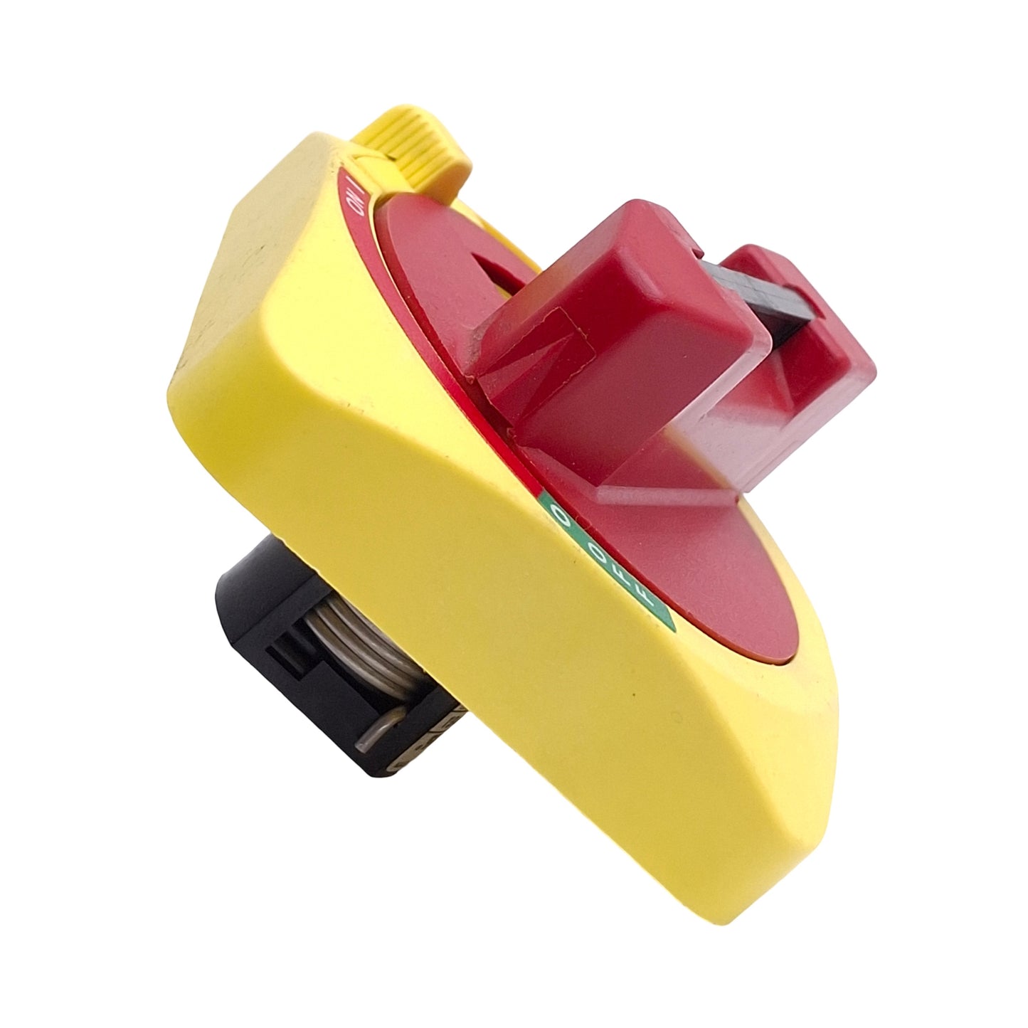 Used Allen Bradley 194R-HS1E Rotary Disconnect Switch Handle, Red/Yellow, ON-OFF, 90°