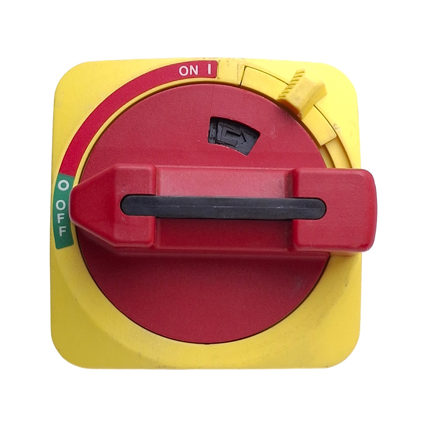 Used Allen Bradley 194R-HS1E Rotary Disconnect Switch Handle, Red/Yellow, ON-OFF, 90°