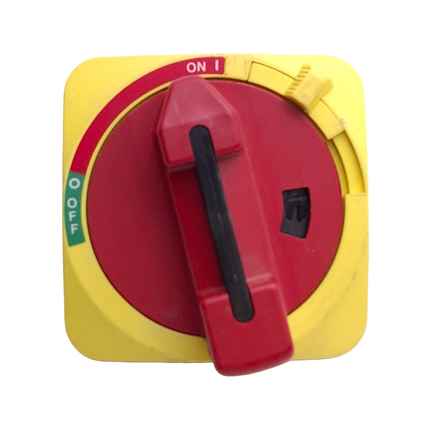 Used Allen Bradley 194R-HS1E Rotary Disconnect Switch Handle, Red/Yellow, ON-OFF, 90°