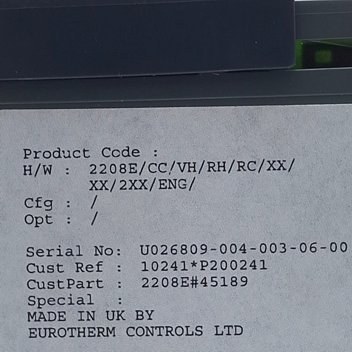 Used Eurotherm 2208e/CC/VH/RH/RC/XX/XX/2XX/ENG Temperature Controller/Programmer