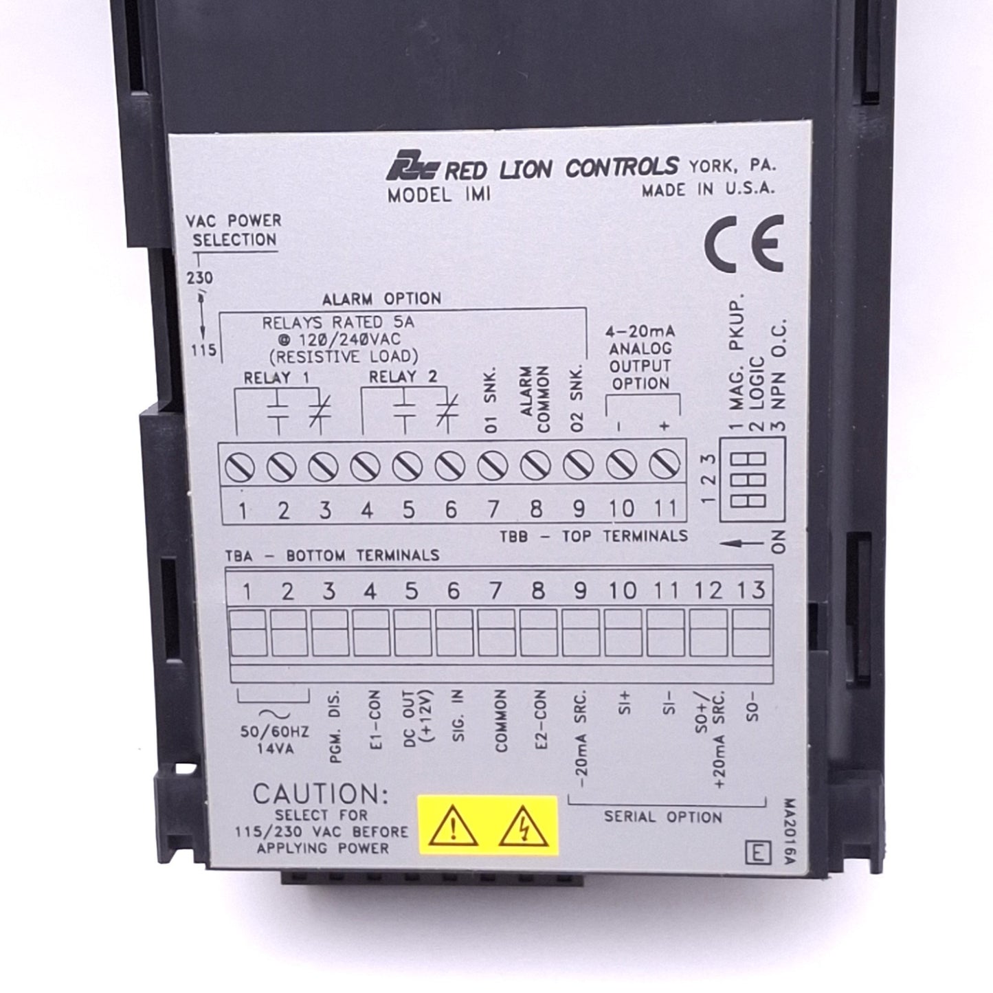 Used Red Lion Controls IMI04160 Panel Meter, 6-Digit, 115/230VAC, 1/8 DIN Panel