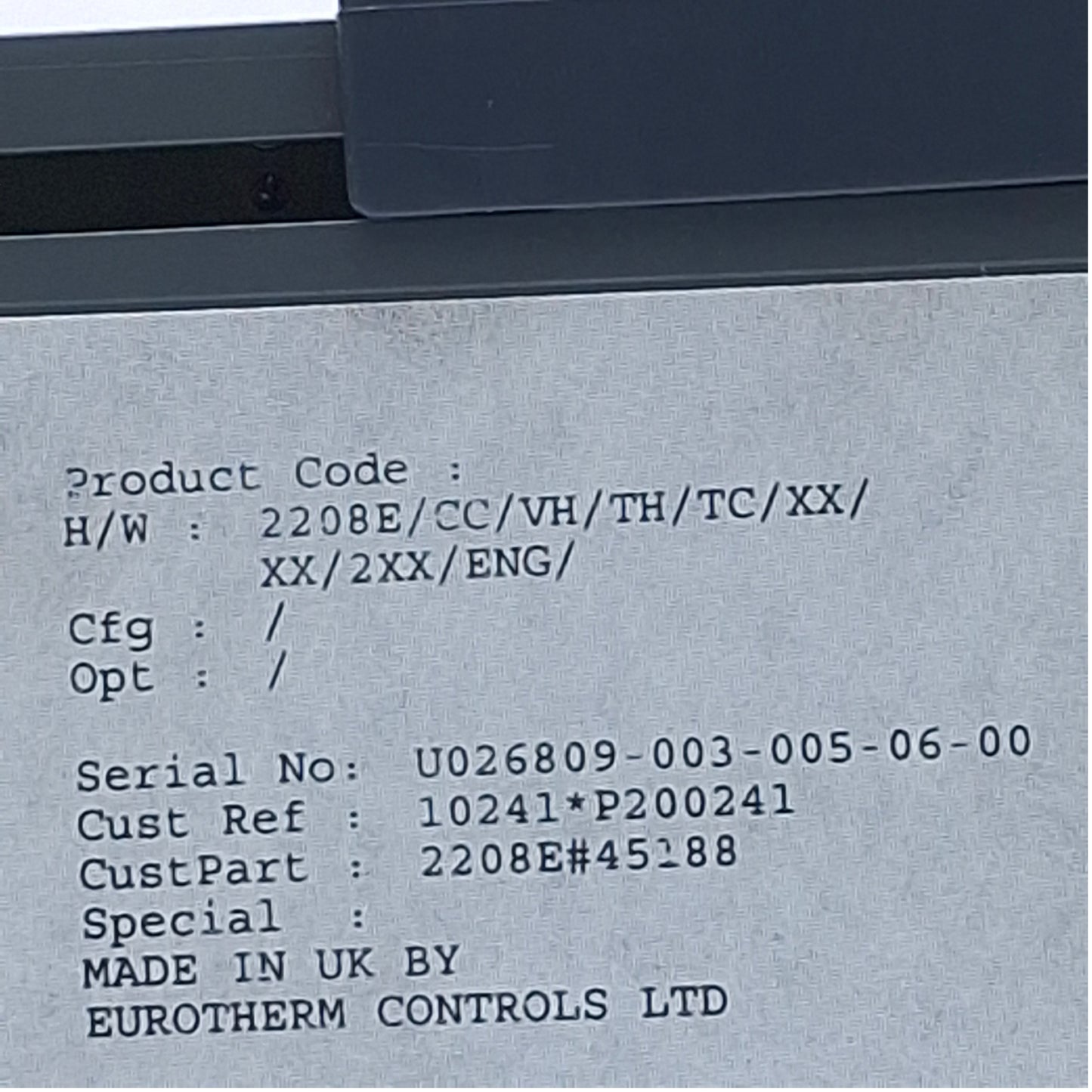 Used Eurotherm 2208e/CC/VH/TH/TC/XX/XX/2XX/ENG Temperature Controller/Programmer