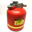 Used Justrite 14765 Liquid Disposal Safety Can, Red, 5-Gallon, HDPE, ⌀12" x 20"