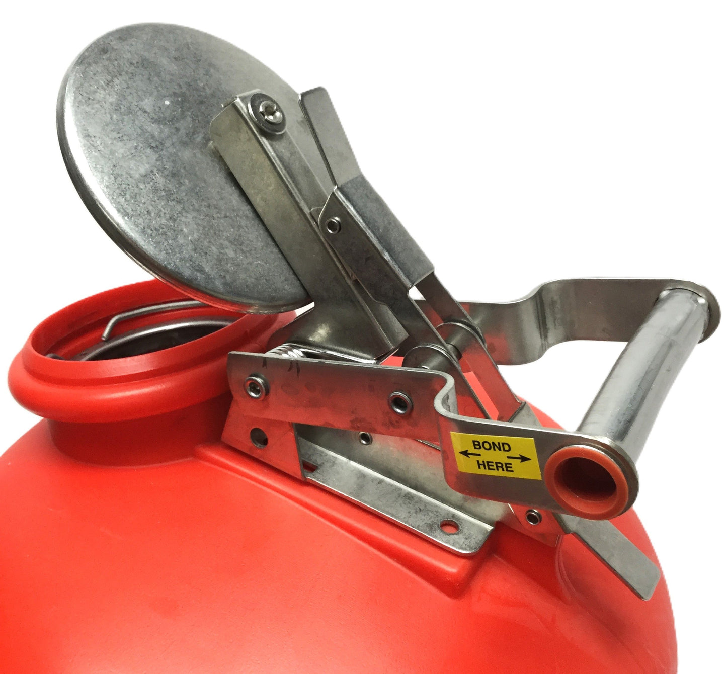 Used Justrite 14765 Liquid Disposal Safety Can, Red, 5-Gallon, HDPE, ⌀12" x 20"