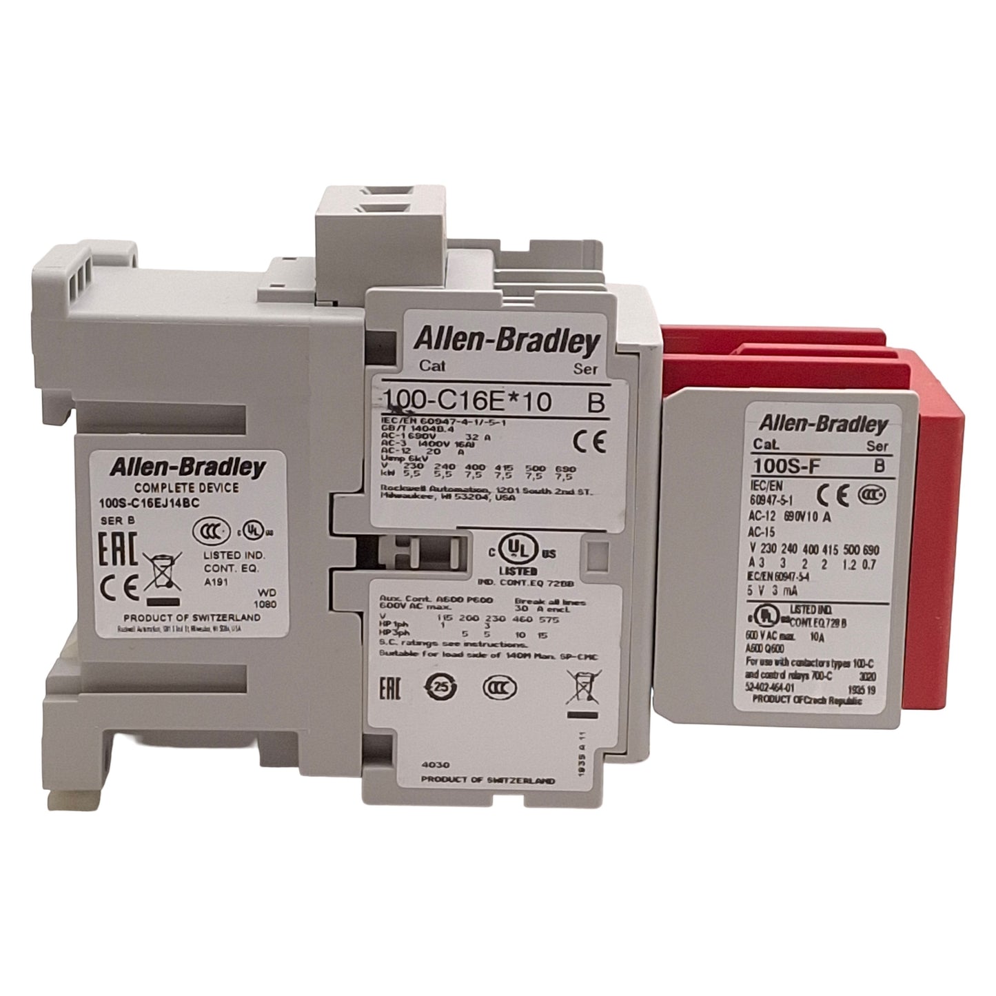 Used Allen Bradley 100S-C16EJ14C Guardmaster Safety Contactor, 1NO+4NC, 16A 400VAC