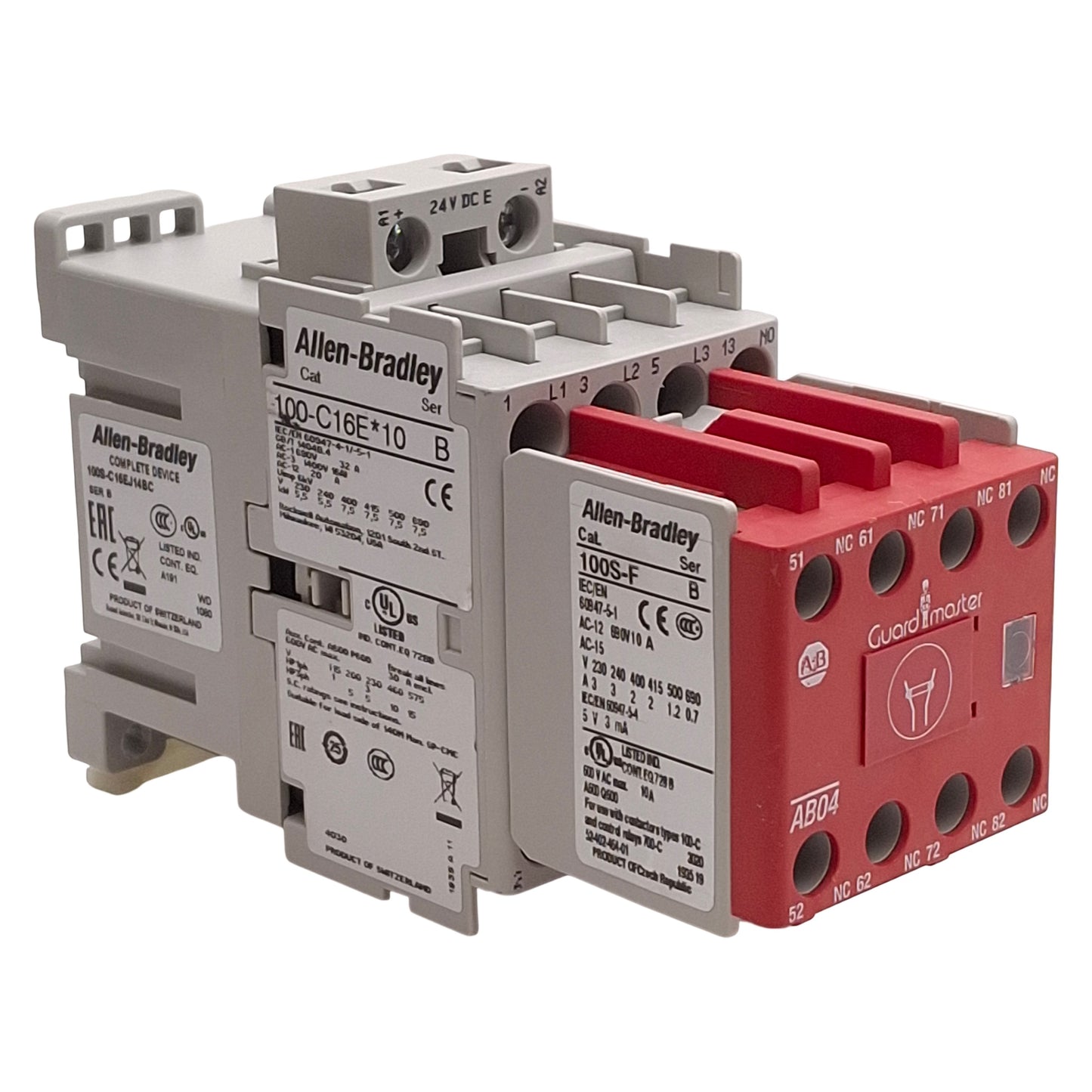 Used Allen Bradley 100S-C16EJ14C Guardmaster Safety Contactor, 1NO+4NC, 16A 400VAC