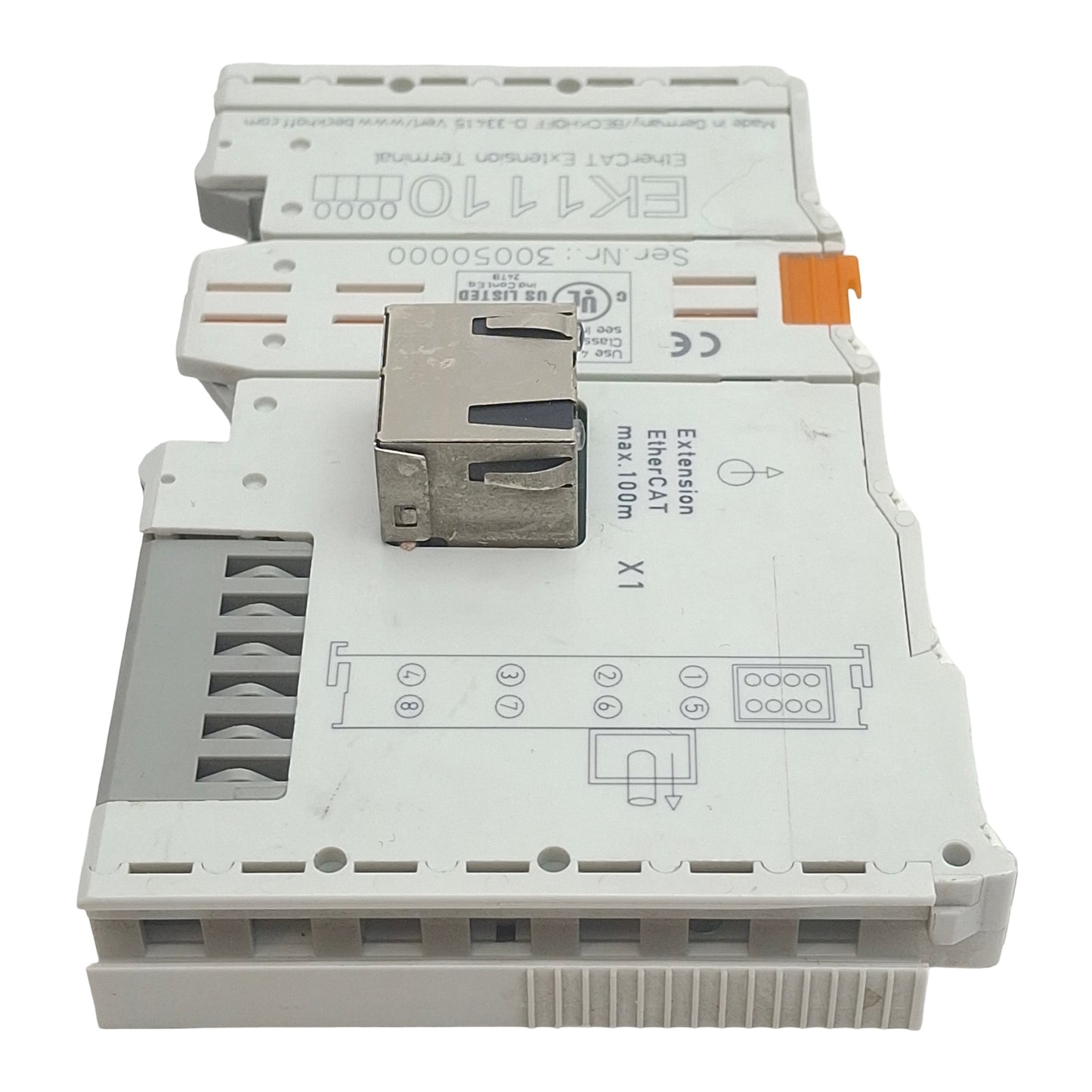 Used Beckhoff EK1110 EtherCAT Extension Terminal, 100 Mbit/s, RJ45 *w/out Cover*